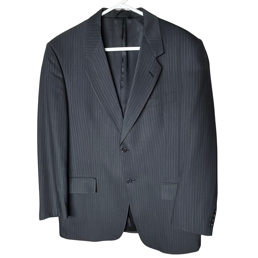 Kenneth Cole Pinstripe Gray/gold, Blazer ventless‎ Wool, Size 45